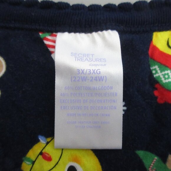 Secret Treasures Sleep Shirt 3X (22W-24W) Bah Humbug Emoji Jingle Bell Ugly PJ - Picture 5 of 7